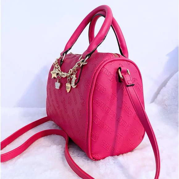 Juicy Couture Pink Flash Gothic Logo Not Your Babe Satchel Bag Purse New - Picture 7 of 9